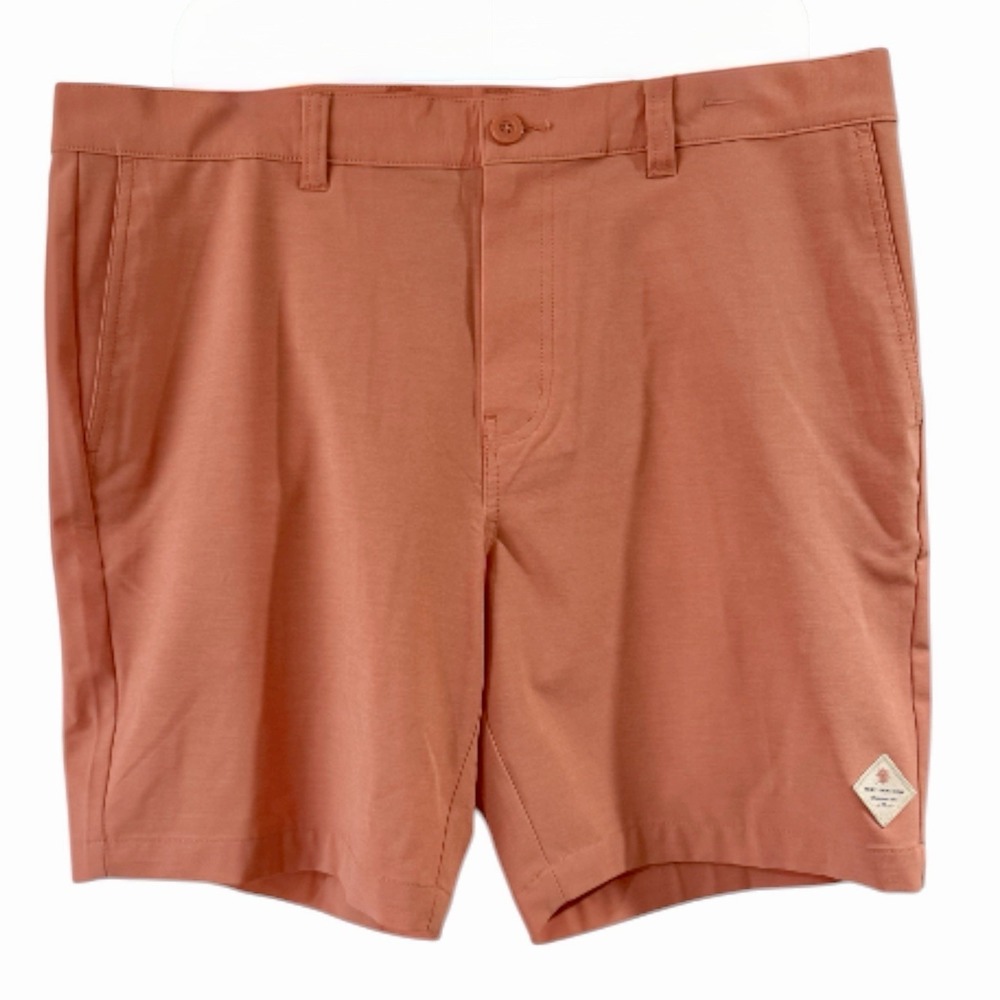 Travis Mathew Tech Chino Shorts Mens 38 Pink Terra Cota Performance Golf New - Picture 1 of 7